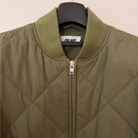 PALACE LONDON D Quilt Bomber Jacket Khaki Large - Picture 3 of 8